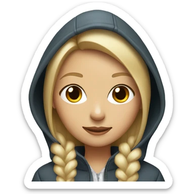 Blonde girl with straight hair in hooded fur jacket  sticker