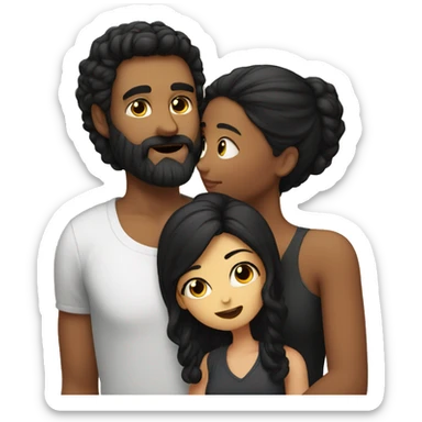 girl with black hair indoors kissing bearded man sticker