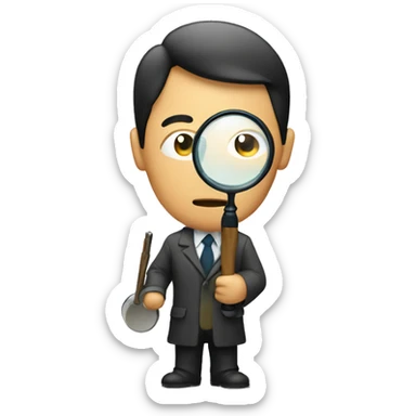 asian investigator with a magnifying glass sticker