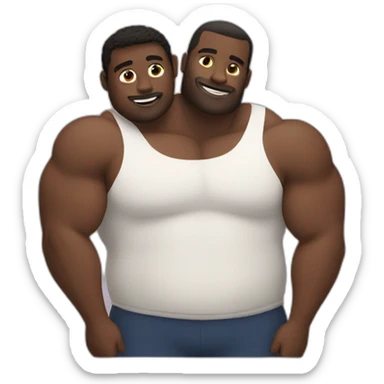Muscular black man and fat white man hugging sticker