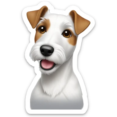 Parson Russel Terrier. All white except left side of the face and right ear sticker