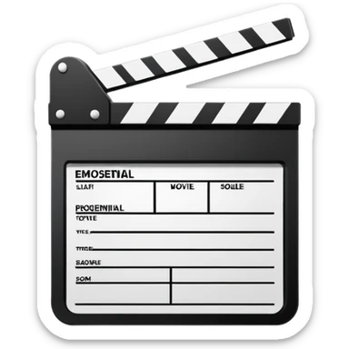 extremely simplified movie slate outline drawing, only essential black lines, no details sticker