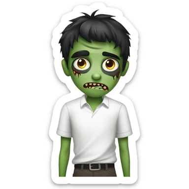 teen boy zombie with dark hair and white shirt sticker