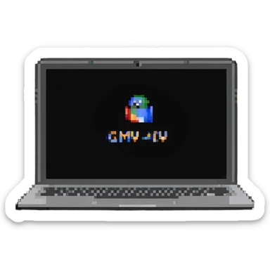 a laptop having a logo that says cmv on the back of it sticker