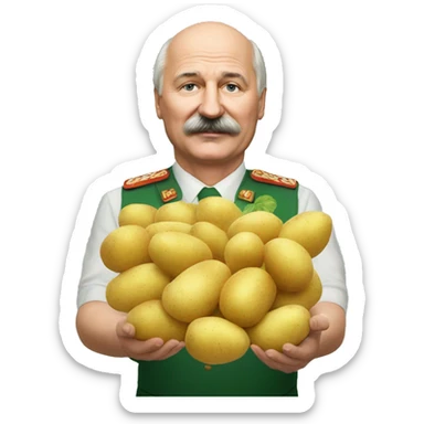 Lukashenko with potatos in hands sticker