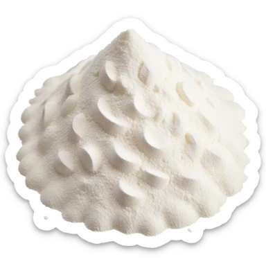A pile of white flour, soft and powdery, often shown in a small heap or scattered, symbolizing baking or cooking ingredients sticker