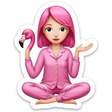 Women wearing flamingo pyjamas  sticker