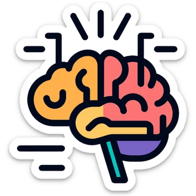 brain with digital circuits and text symbols sticker