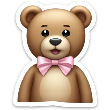 Teddy bear with a light pink bow sticker