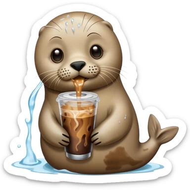 Seal with iced coffee sticker