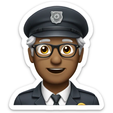 55 year old train conductor with gray hair and glasses sticker
