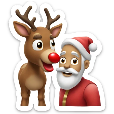 Santa with Rudolph the red nose reindeer  sticker