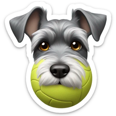 Schnauzer with a ball in its mouth   sticker