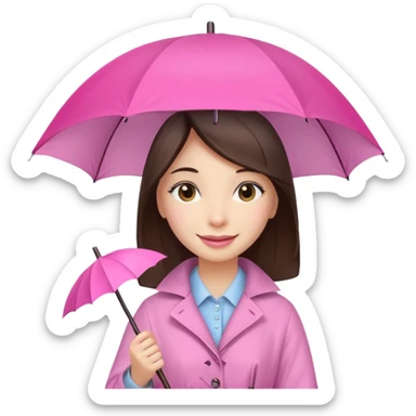 Girl with pink umbrella sticker