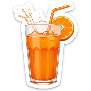 Super sweet mandarin emoji, fizzy juice splash, simple flat design, bold lines, bright orange, transparent background(with no eyes) sticker
