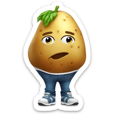 a potato wearing a tshirt  sticker