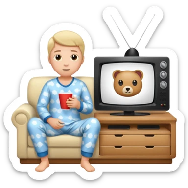 person watching a movie on the TV in their living room sticker