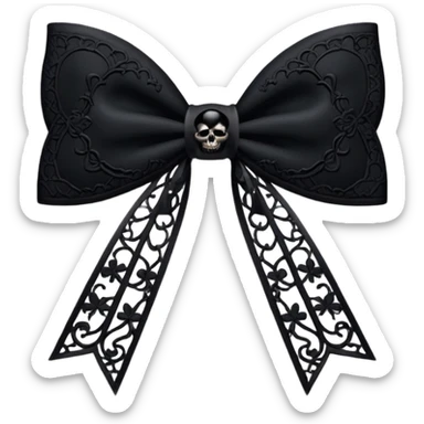 gothic style bow, black lace, dark elegant, subtle skull or cross motif, moody atmosphere sticker