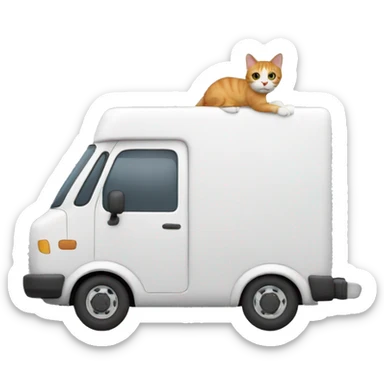 cat driving a moving van sticker