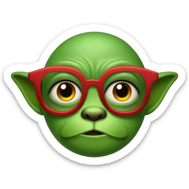 Green Gremlin with red hair and black glasses sticker