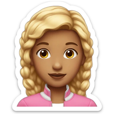 A nice little girl with pink jacket and heart shape earrings sticker