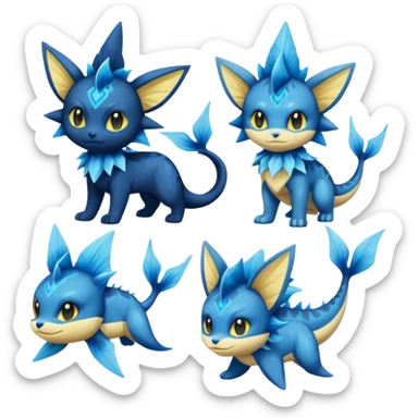 Luxio-Luxray-Vaporeon-Dewott-fusion sticker