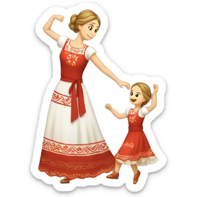 slavic mom and daughter dancing sticker