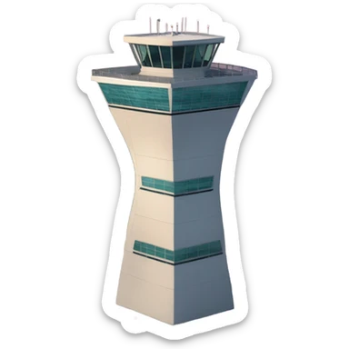 air traffic control tower, full size, modern, realistic sticker