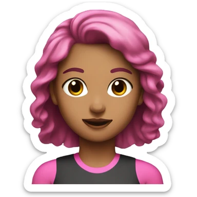 Gym girl with pink hear , brown eyes  sticker