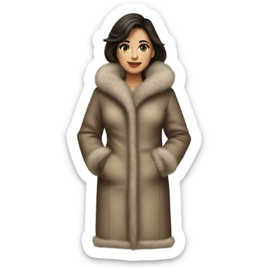 Realistic brunette mob wife full body fur coat sticker