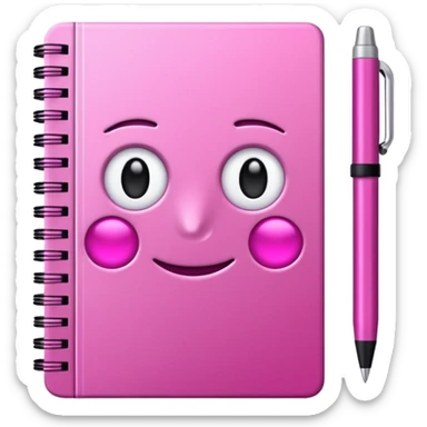 make a notebook with a pen with girly pink tones. sticker