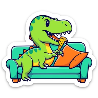 Dinosaur eating a couch  sticker