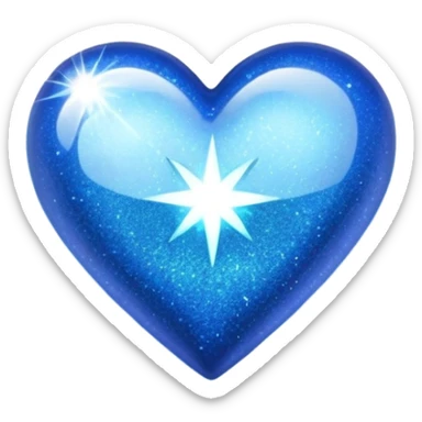 Blue sparkle heart sticker