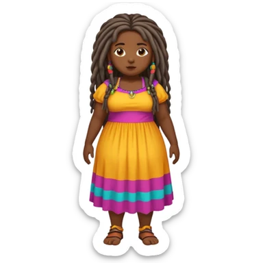 Full body chubby dark skined black girl with long dread locks  sticker