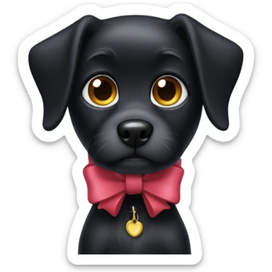 Black dog with bow sticker