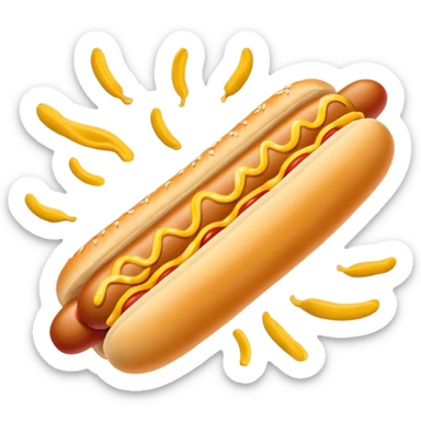 A hotdog flying through mustard sticker