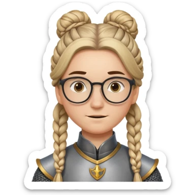 knight's with glasses with long boarder & hair bun hair sticker