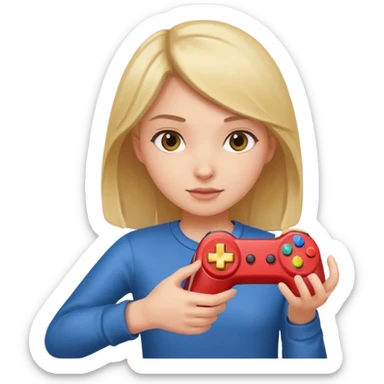 Girl grabbing joystick sticker