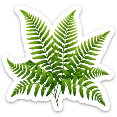 lush green fern fronds, natural plant sticker
