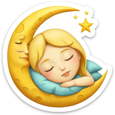 sleeping moon with closed eyes and zzz sticker