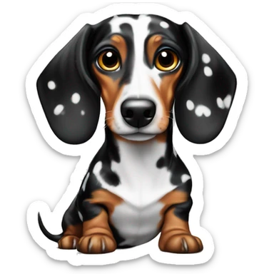 Black and white spotted dachshund sticker