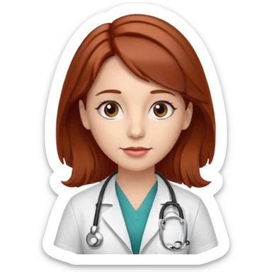 doctor with brown hair and red hairclips  sticker