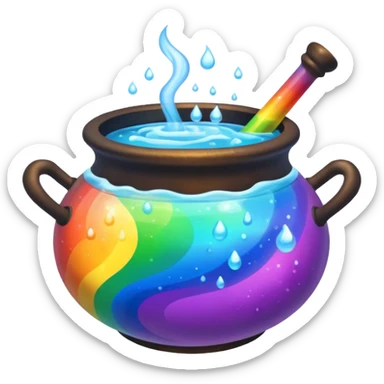 rainbow potion in a cauldron sticker
