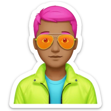 Neon theme man wearing reflective aviator sunglasses sticker