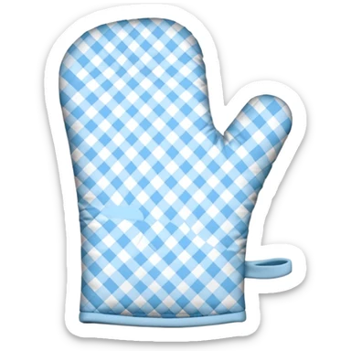 babyblue gingham oven mitts sticker