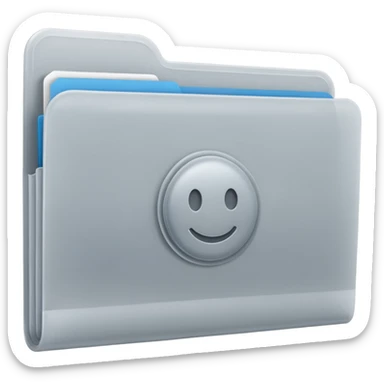 A **simple emoji-style icon** of a **frosted light-gray plastic folder** with **rounded corners**, **elastic string and button closure**, slightly translucent, clean front, subtle shading, and a **small tax/forms symbol** in one corner.
 sticker
