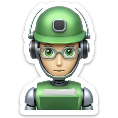 Robot Bookkeeper with green accountant visor sticker