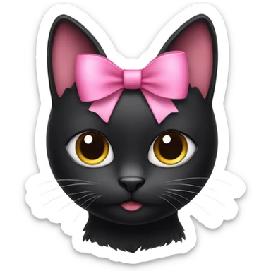 black cat with a pink bow sticker