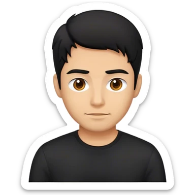 Black haired man wearing black shirt sticker
