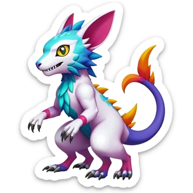 colorful Fakémon-Digimon-Fionbri-Trico-creature (full body) sticker